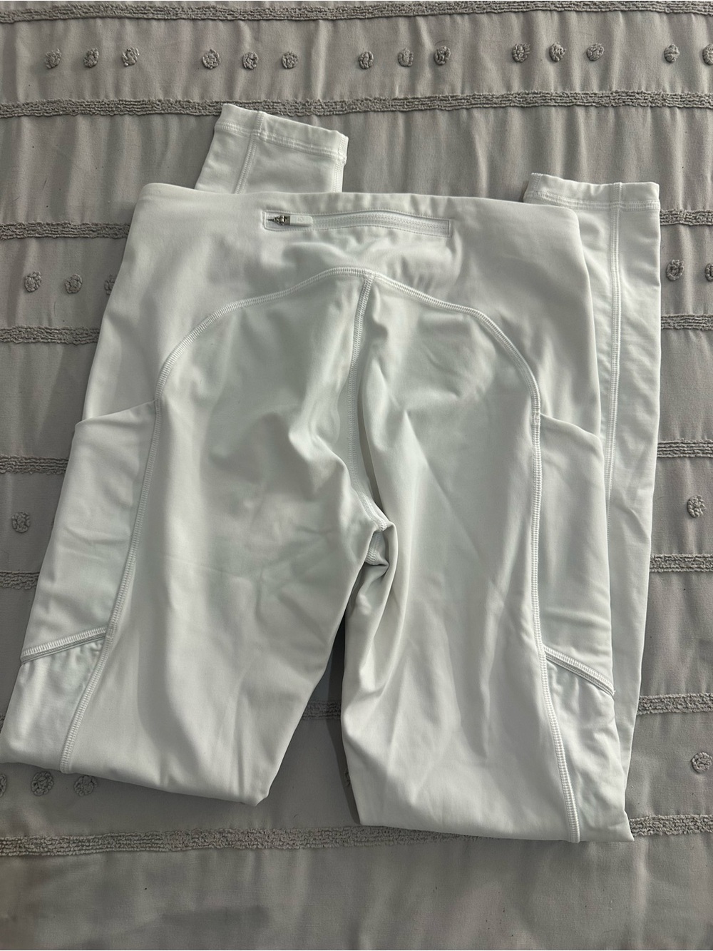 White Lululemon Athletic Leggings with Back Zip Pocket